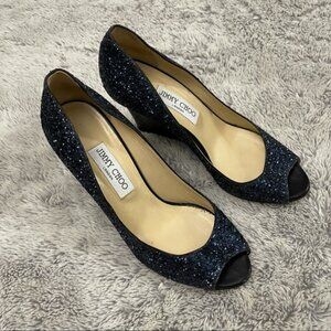 Jimmy Choo Black Glitter Heels